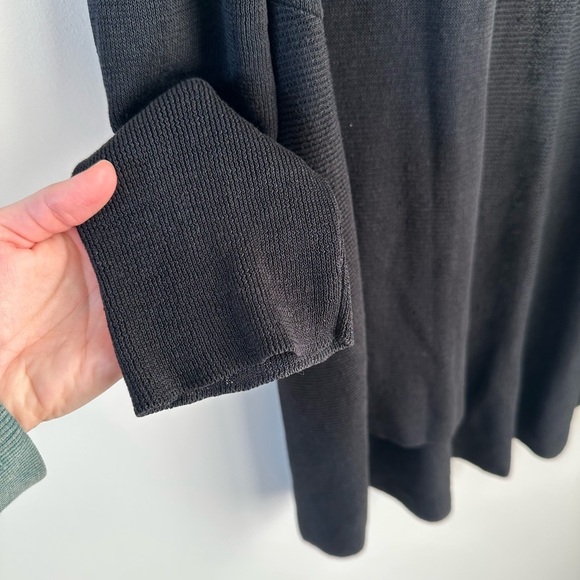 Eileen Fisher Women’s Size Large Black Knit Cardigan Open Front Italian Yarn - Picture 4 of 11